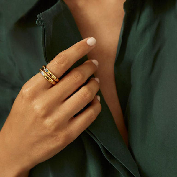 FJ0370 925 Sterling Silver Zircon Band Ring