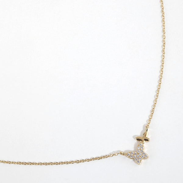 FX0680 925 Sterling Silver Cubic Zirconia Butterfly Necklace