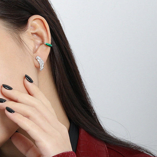 RHE1053 925 Sterling Silver Angel Wing Stud Earring