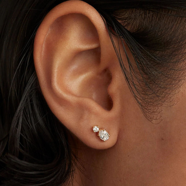 FE1922 925 Sterling Silver Nikita Single Gold Vermeil CZ Earring