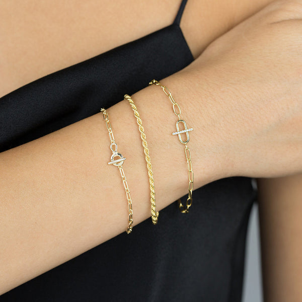 FS0129 925 Sterling Silver Unique Toggled Bracelet