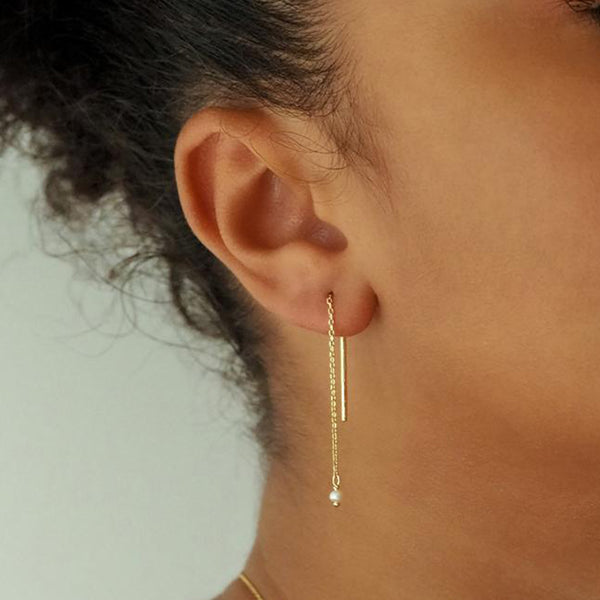 FE1400 925 Sterling Silver High Quality Thread Earrings