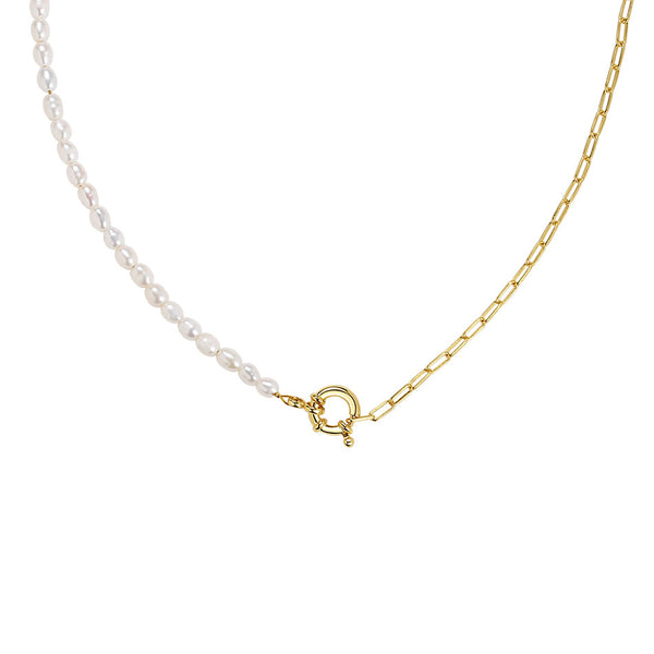 FX0755 925 Sterling Silver Freshwater Pearl Chain Necklace