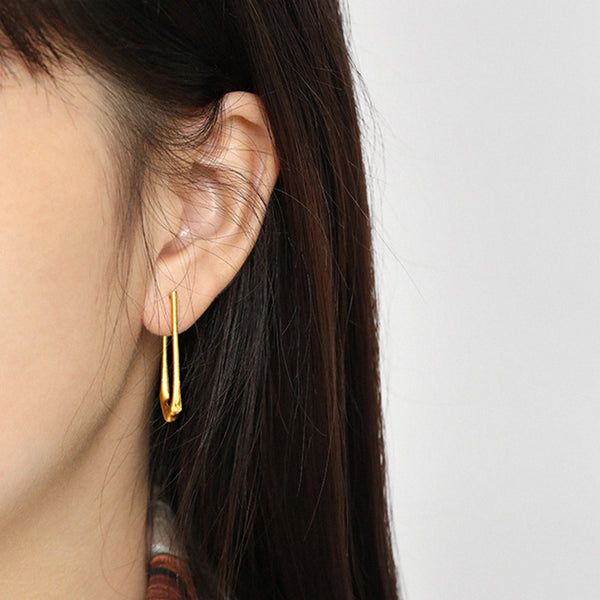 RHE1098 925 Sterling Silver Irregular Pin Clip Women Earring