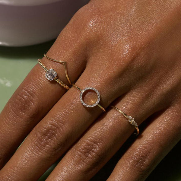 FJ0665 925 Sterling Silver Gold V Band Ring