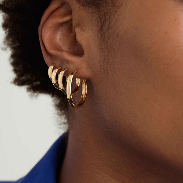 FE1839 925 Sterling Silver Bold Solid Women Hoops