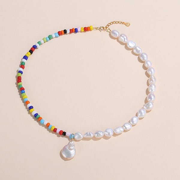 FX0720 925 Sterling Silver Freshwater Pearl Bead Necklace