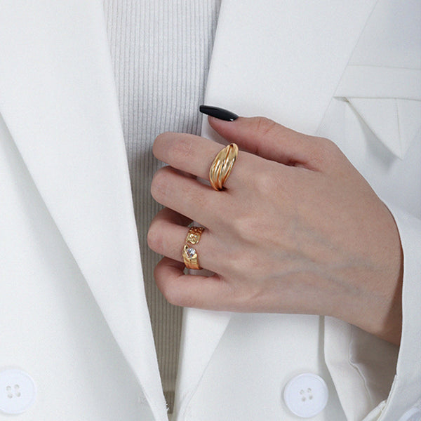 RHJ1096 925 Sterling Silver Simple Irregular Open Ring For Women