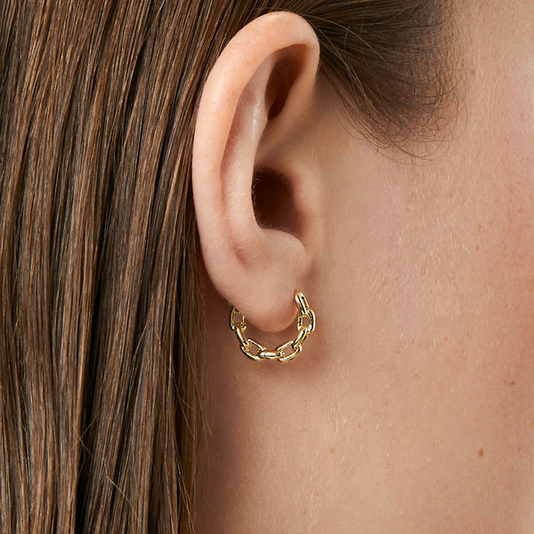 FE1895 925 Sterling Silver Chain Hoop Huggie Earrings