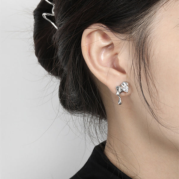 RHE1060 925 Sterling Silver Lava Zirconia Stud Earring