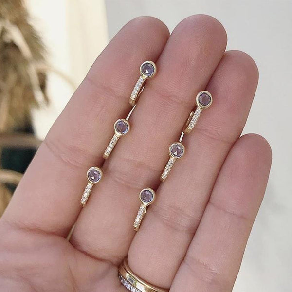 FE1447 925 Sterling Silver Sapphires & CZ Hoops