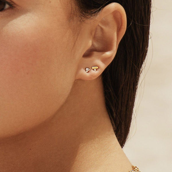 FE1743 925 Sterling Silver Cubic Zirconia Bar Stud Earring