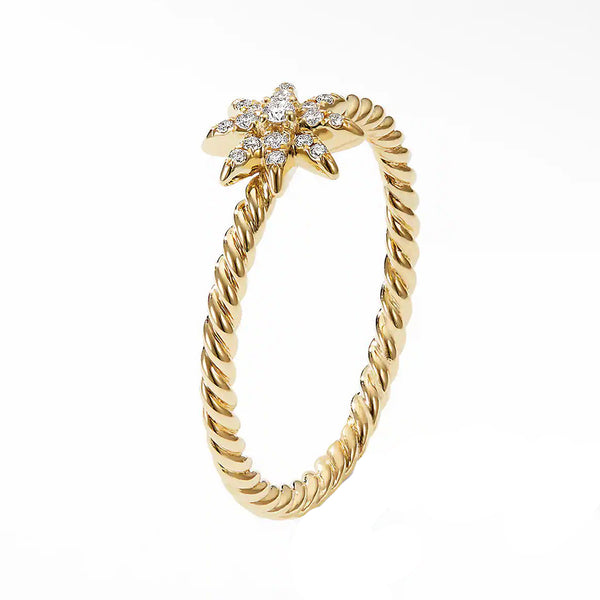 FJ0710 925 Sterling Silver Starburst Cubic Zirconia Ring