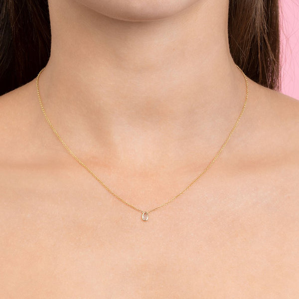 FX0425 925 Sterling Silver Teardrop Zircon Dangle Necklace