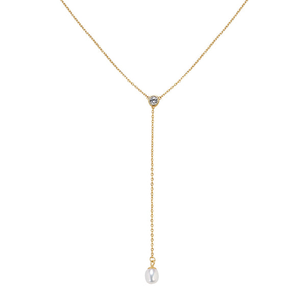 FX0749 925 Sterling Silver CZ Freshwater Pearl Necklace