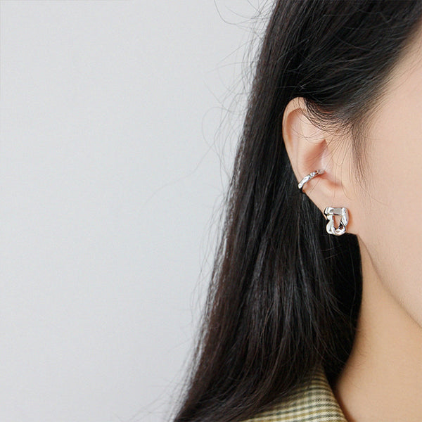 RHE1062 925 Sterling Silver Irregular Heart Women Stud Earring