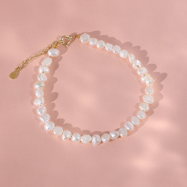 PB0033 925 Sterling Silver Baroque Pearl Classic Bracelets