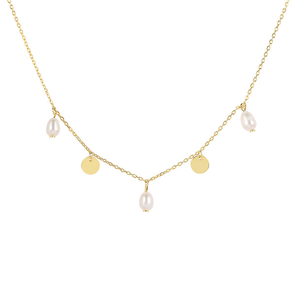 FX0758 925 Sterling Silver Freshwater Pearl Coin Necklace