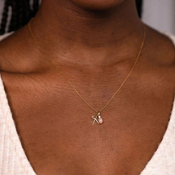 FX0547 925 Sterling Silver Opal Pendant Necklace