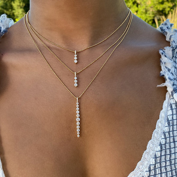 FX0437 925 Sterling Silver Triple Zircon Pendant Necklace