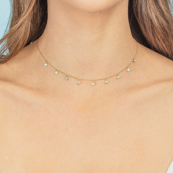 FX0416 925 Sterling Silver Zircon Charms Necklace