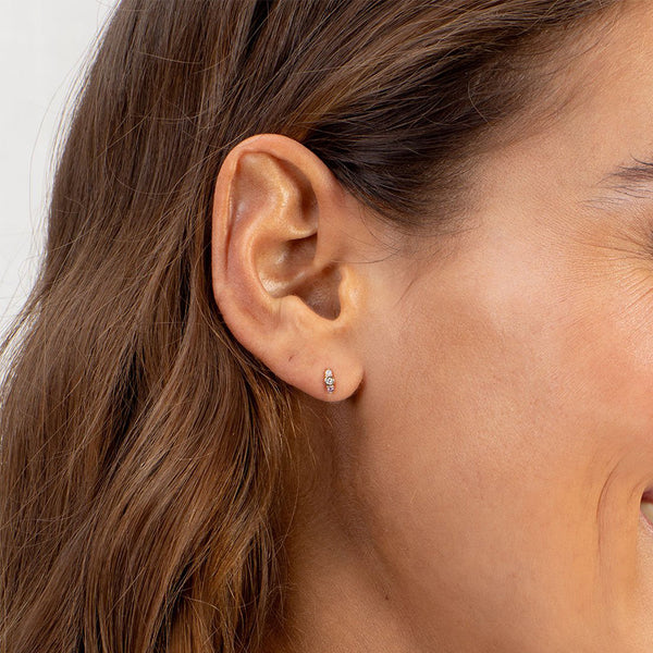 FE1570 925 Sterling Silver Trio Zircon Stud Earrings