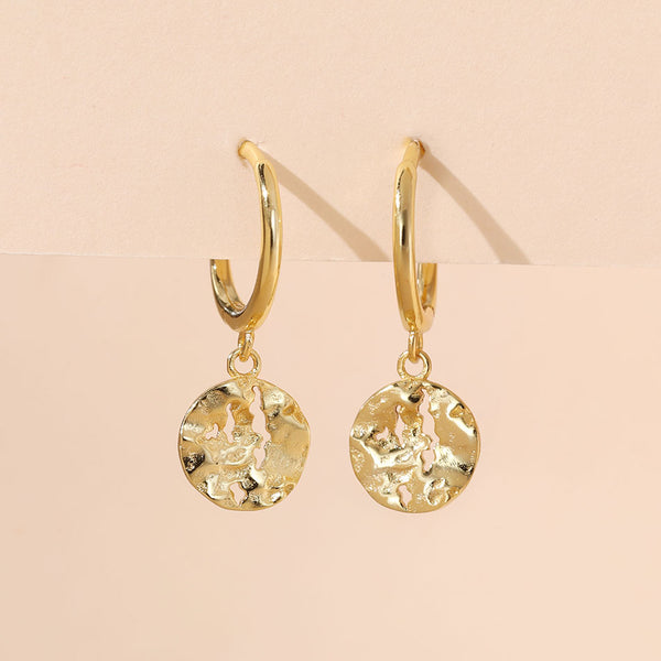 YHE0435 925 Sterling Silver Irregular Hammered Dangle Earring For Girls