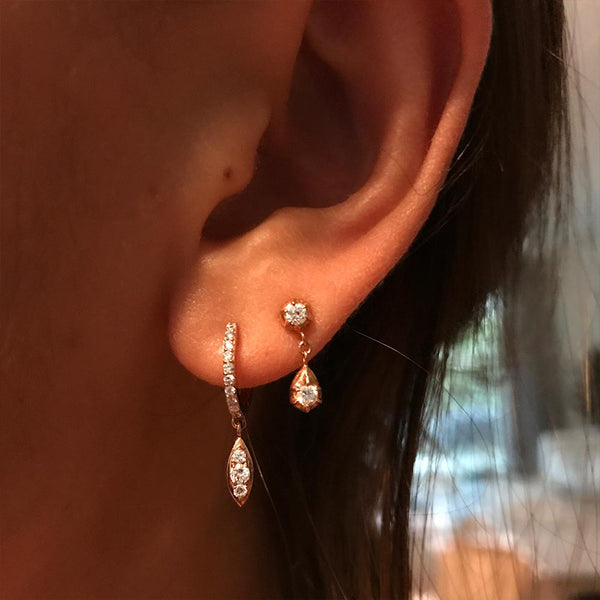 FE1222 925 Sterling Silver Zircon Dangle Stud Earrings