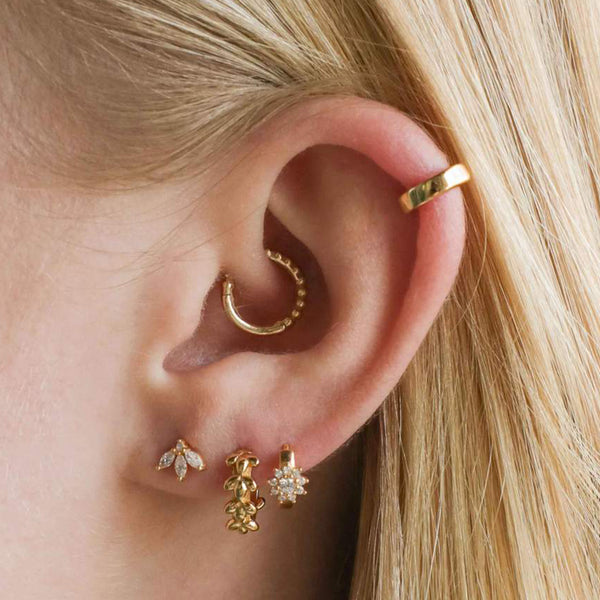 FE1157 925 Sterling Silver Wreath Huggies Earrings