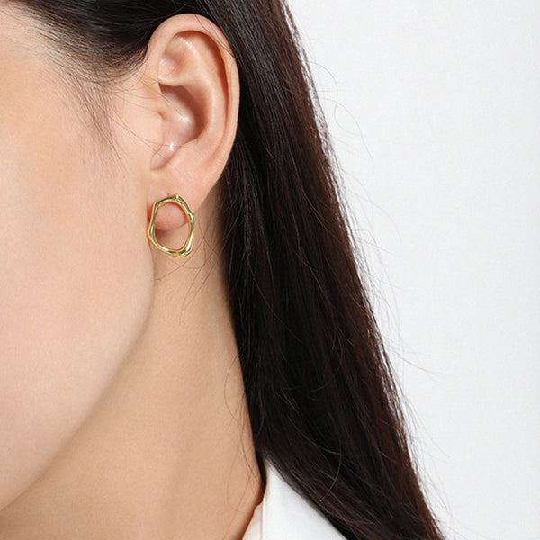 RHE1075 925 Sterling Silver Irregular Geometry Trendy Earrings For Women