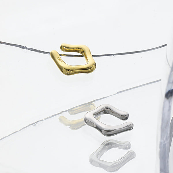 RHE1056 925 Sterling Silver Irregular Geometry Ear Cuff