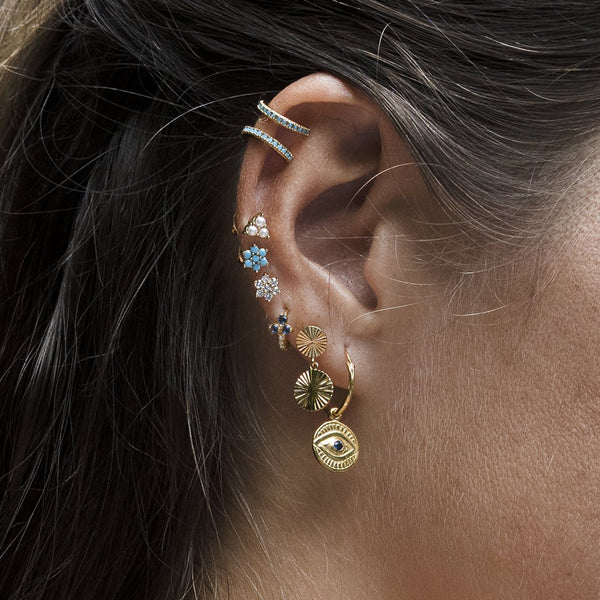 FE1614 Turquoise Flower Studs Earrings