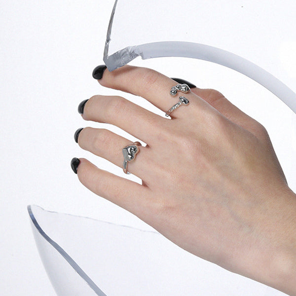 RHJ1076 925 Sterling Silver Bead Women Open Ring