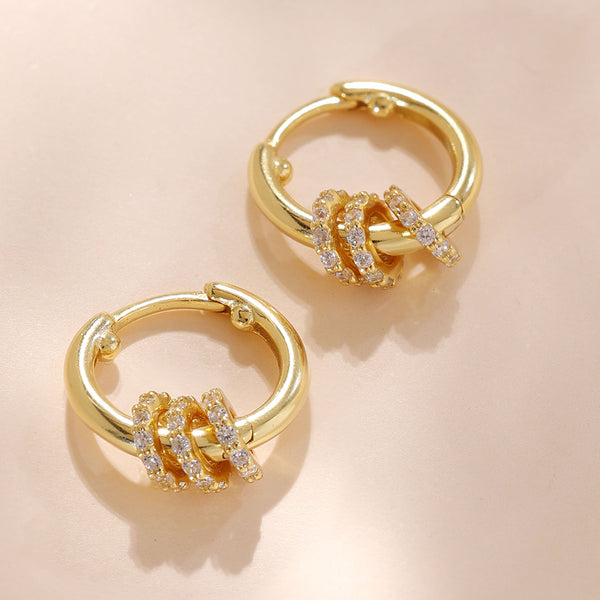 YHE0249 925 Sterling Silver Triple Circle Cubic Zirconia Earring