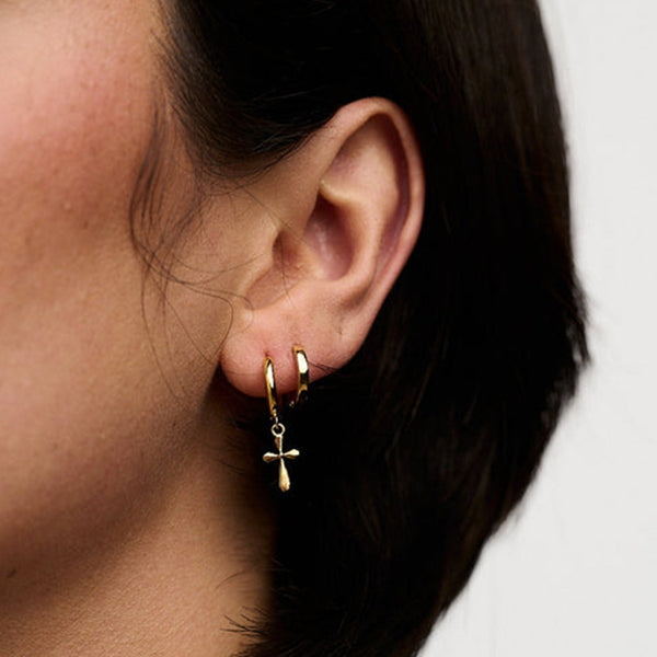 FE2020 925 Sterling Silver Trendy Cross Dangle Hoop Earrings