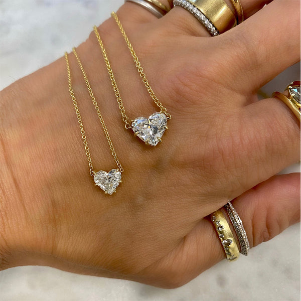 FX0451 925 Sterling Silver Heart Zircon Pendant Necklace