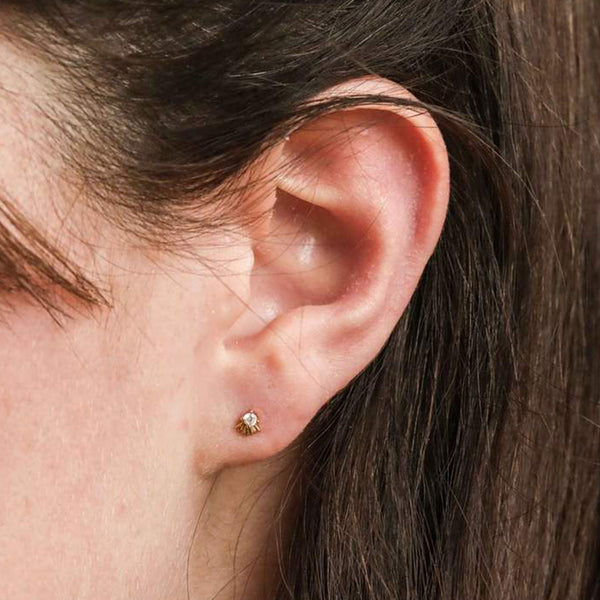 FE1415 925 Sterling Silver Single Zircon Stud Earrings