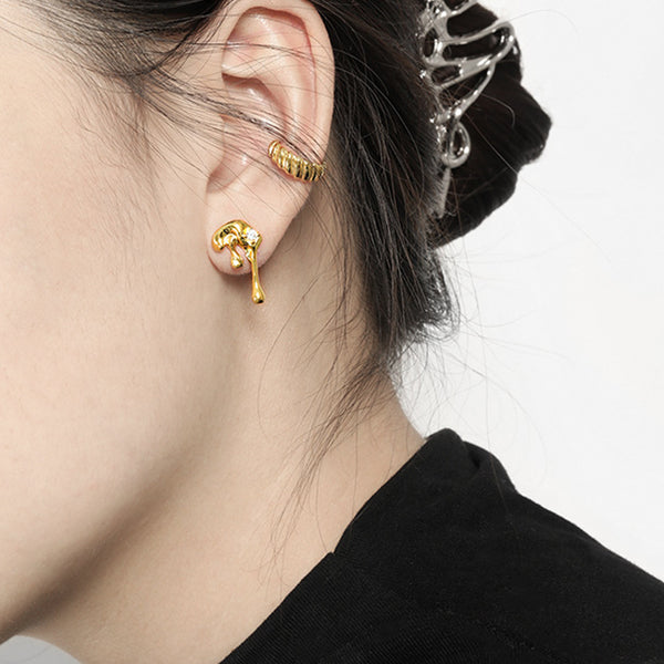 RHE1060 925 Sterling Silver Lava Zirconia Stud Earring