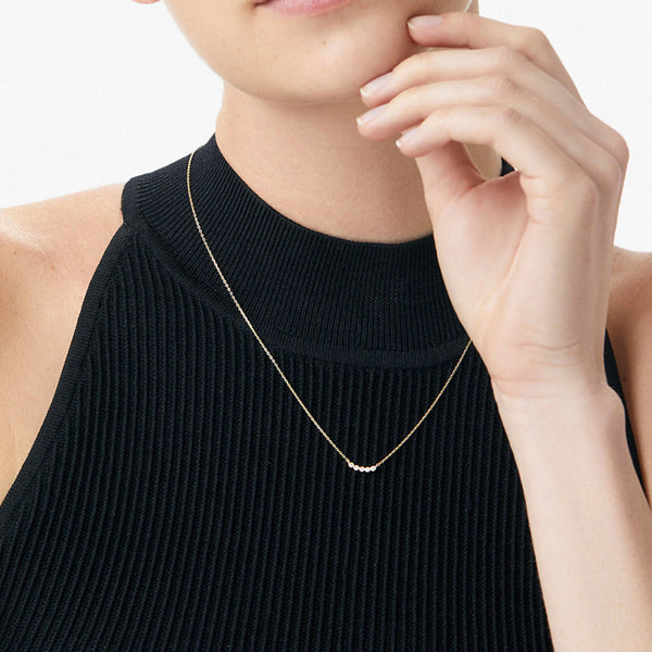 FX0875 925 Sterling Silver Smile Round Bezel Cubic Zirconia Necklace