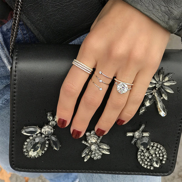 FJ0557 925 Sterling Silver Floating Wrap Claw Setting CZ Ring