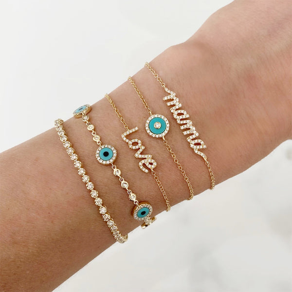 FS0162 925 Sterling Silver Diamond Mama Bracelet