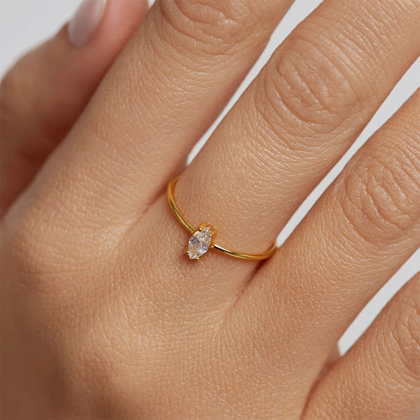 FJ0346 925 Sterling Silver White Crystal Fine Ring