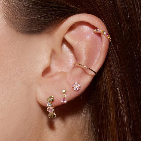 FE1555 925 Sterling Silver Cubic Zircon Flower Stud Earrings