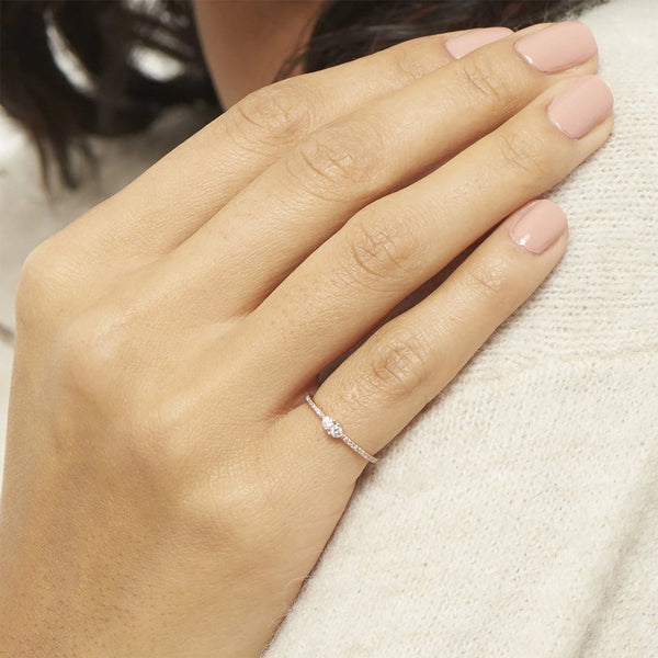 FJ0433 925 Sterling Silver Twin Zircon Ring