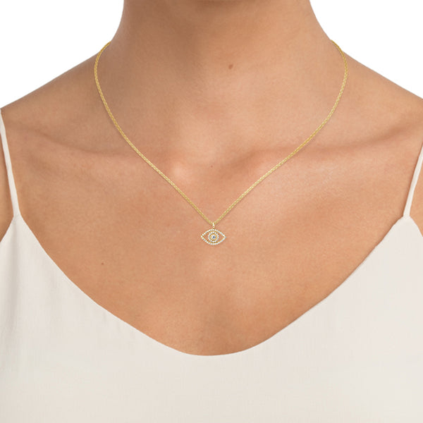 FX0634 925 Sterling Silver Evil Eye Zircon Pendant Necklace