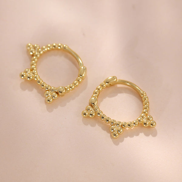 YHE0329 925 Sterling Silver Trio Bead Hoop Earring