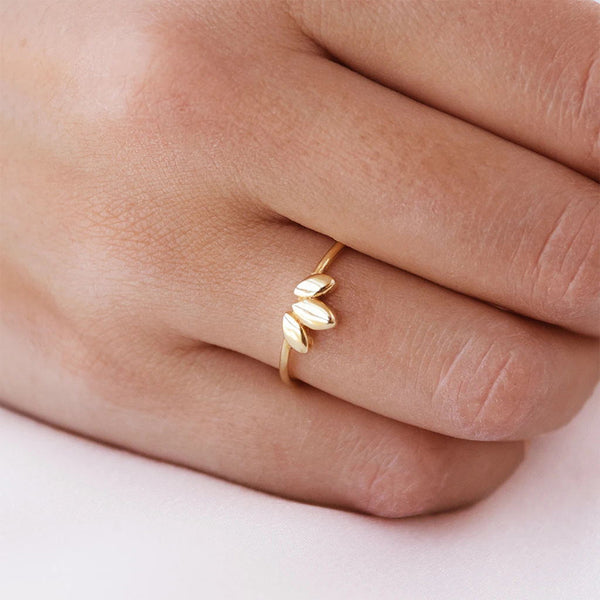 FJ0315 925 Sterling Silver High Polish Leaf Ring