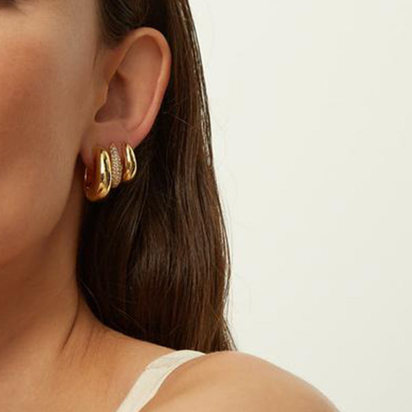 FE1610 925 Sterling Silver Belle Gold Hoop Earrings