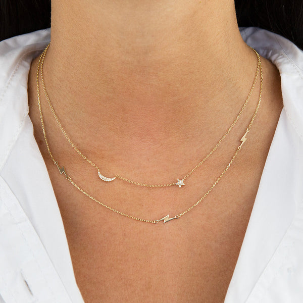 FX0708 925 Sterling Silver Gold Vermeil lightning Necklace