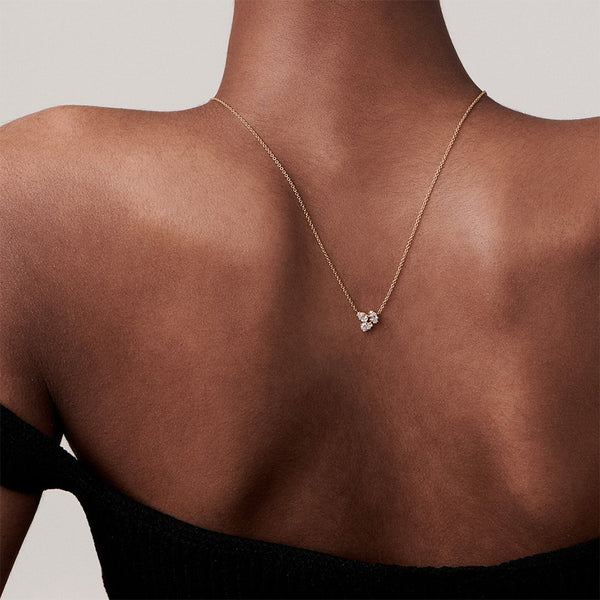 FX0642 925 Sterling Silver Quartet Zirconia Pendant Necklace